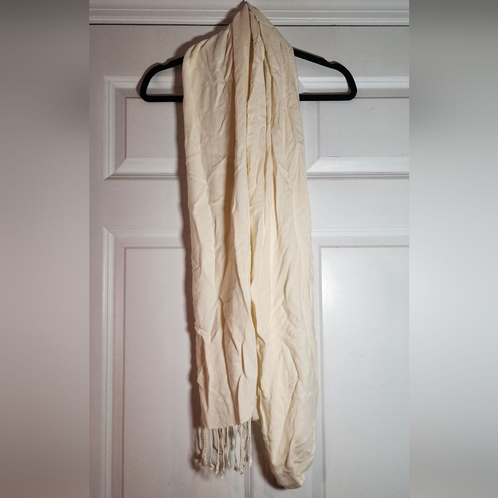 Cream Colored Tassel And Fringe Scarf